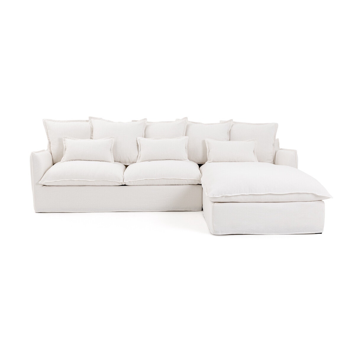 Πτυσσόμενος γωνιακός καναπές από χοντρό λινό ύφασμα με τεχνολογία Bultex, Odna