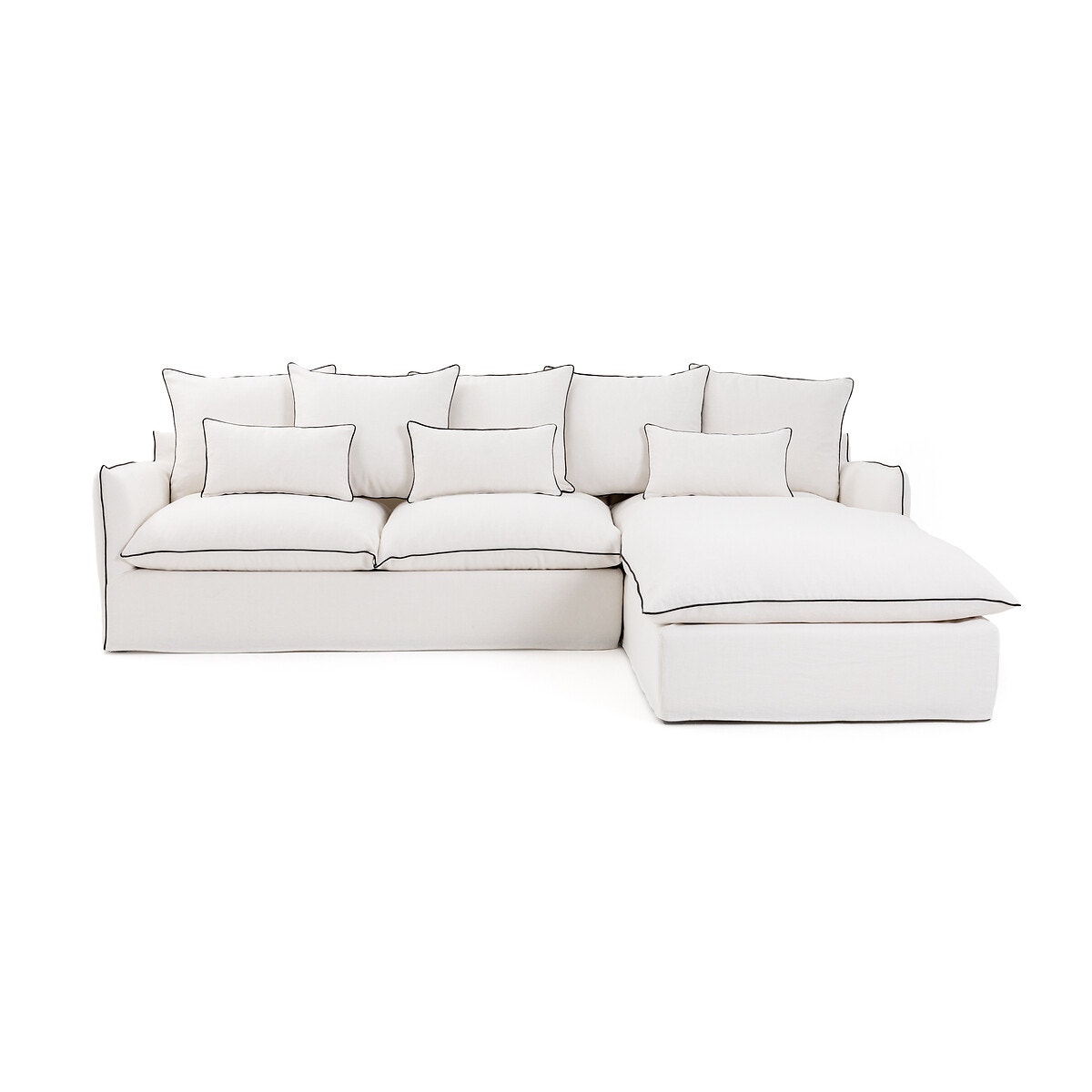 Πτυσσόμενος γωνιακός καναπές από χοντρό λινό ύφασμα με τεχνολογία Bultex Μ190xΠ294xΥ90cm