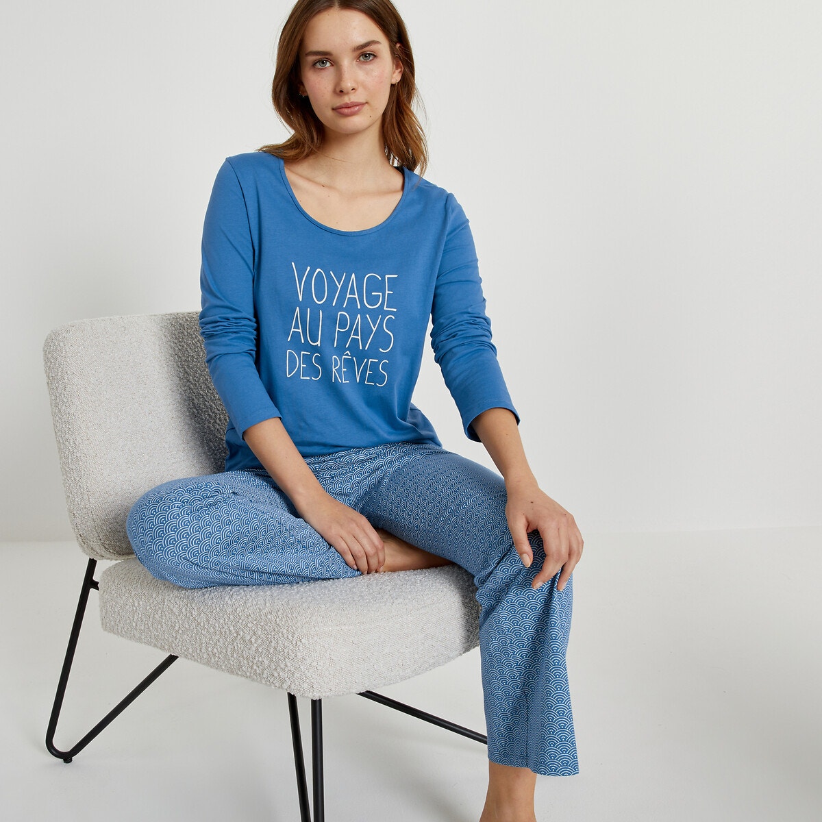 Μακρυμάνικη πιτζάμα από βαμβακερό ζέρσεϊ