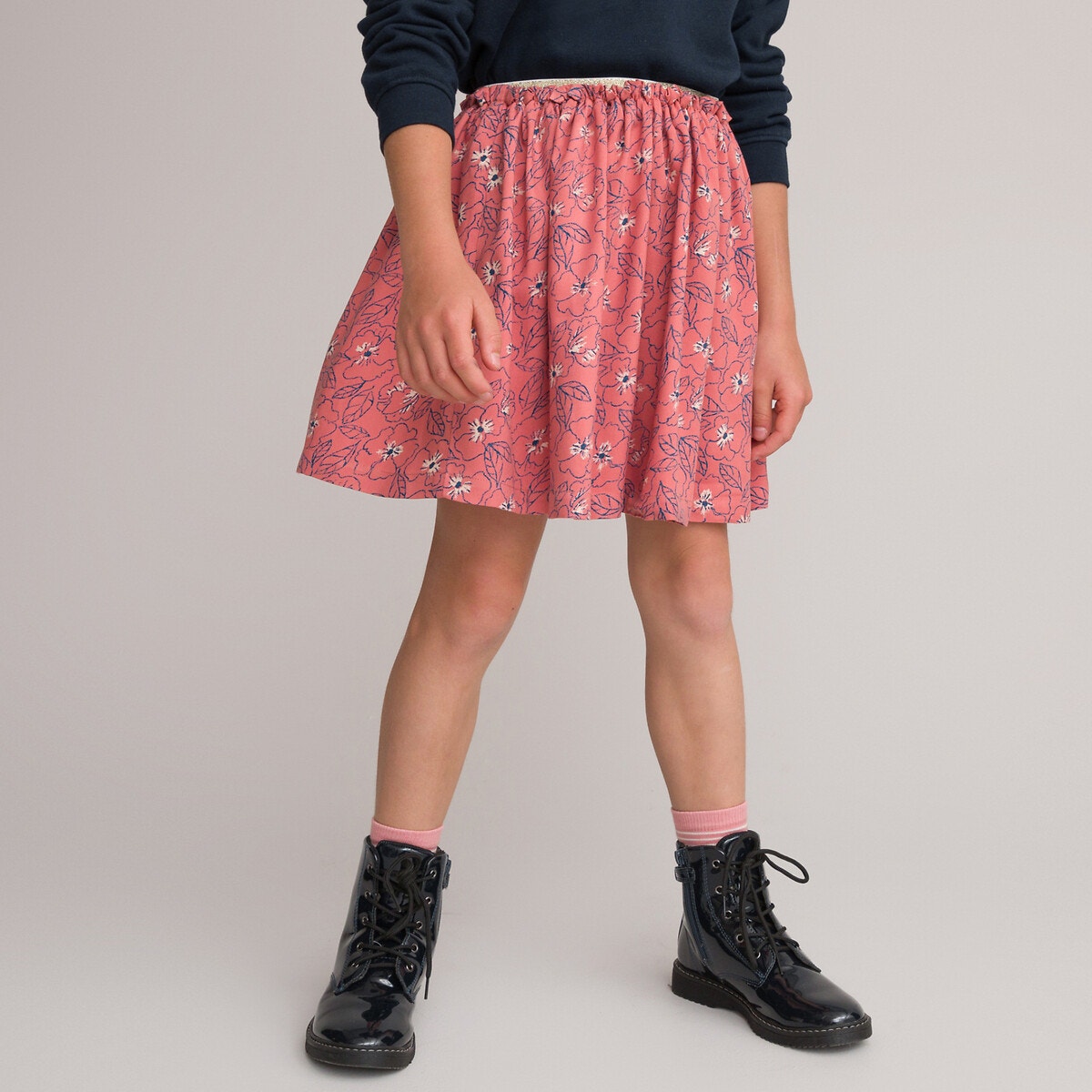 Εμπριμέ φλοράλ φούστα με σούρες, 3-12 ετών