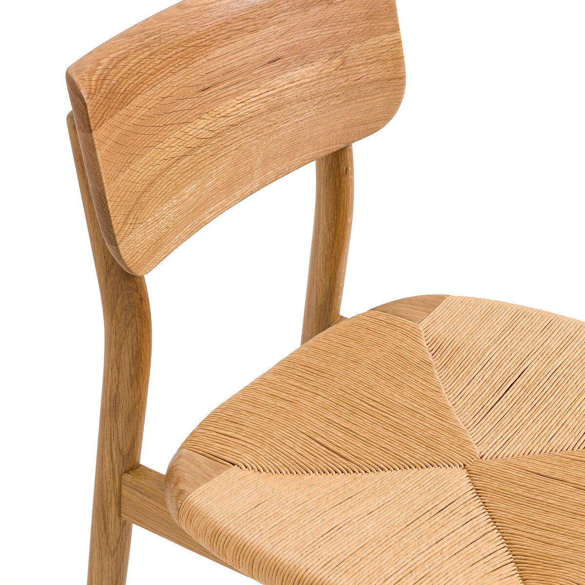 Σετ 2 καρέκλες από μασίφ ξύλο δρυ και πλεγμένο σχοινί, Pipo