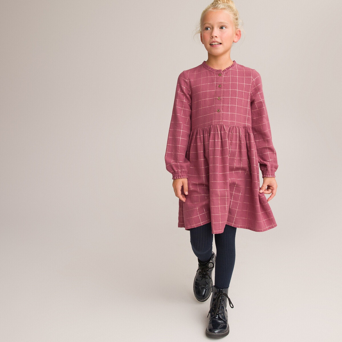 Μακρυμάνικο καρό φόρεμα