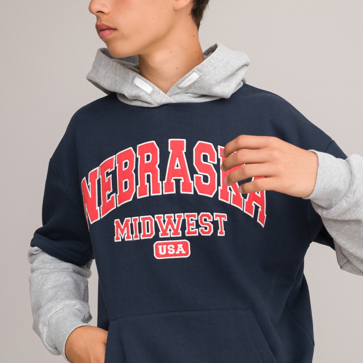 Φαρδύ φούτερ με κουκούλα και όψη 2 σε 1