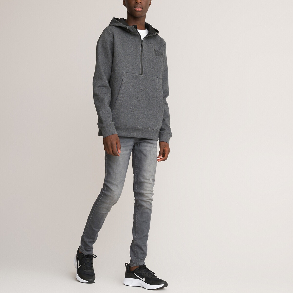 La Redoute Collections Φανελένιο φούτερ με κουκούλα