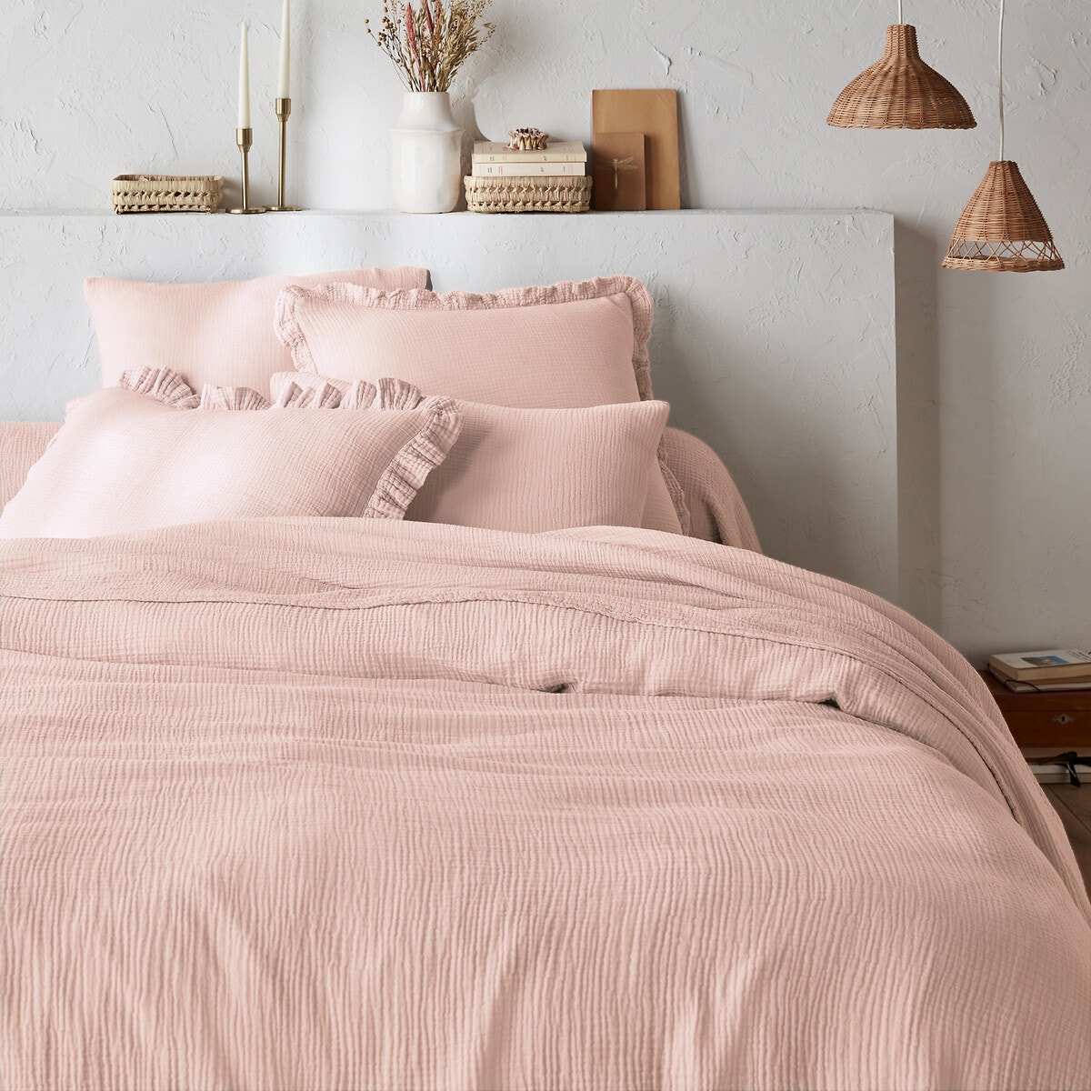 La Redoute Interieurs Μονόχρωμη παπλωματοθήκη από βαμβακερή γάζα 140x200 cm