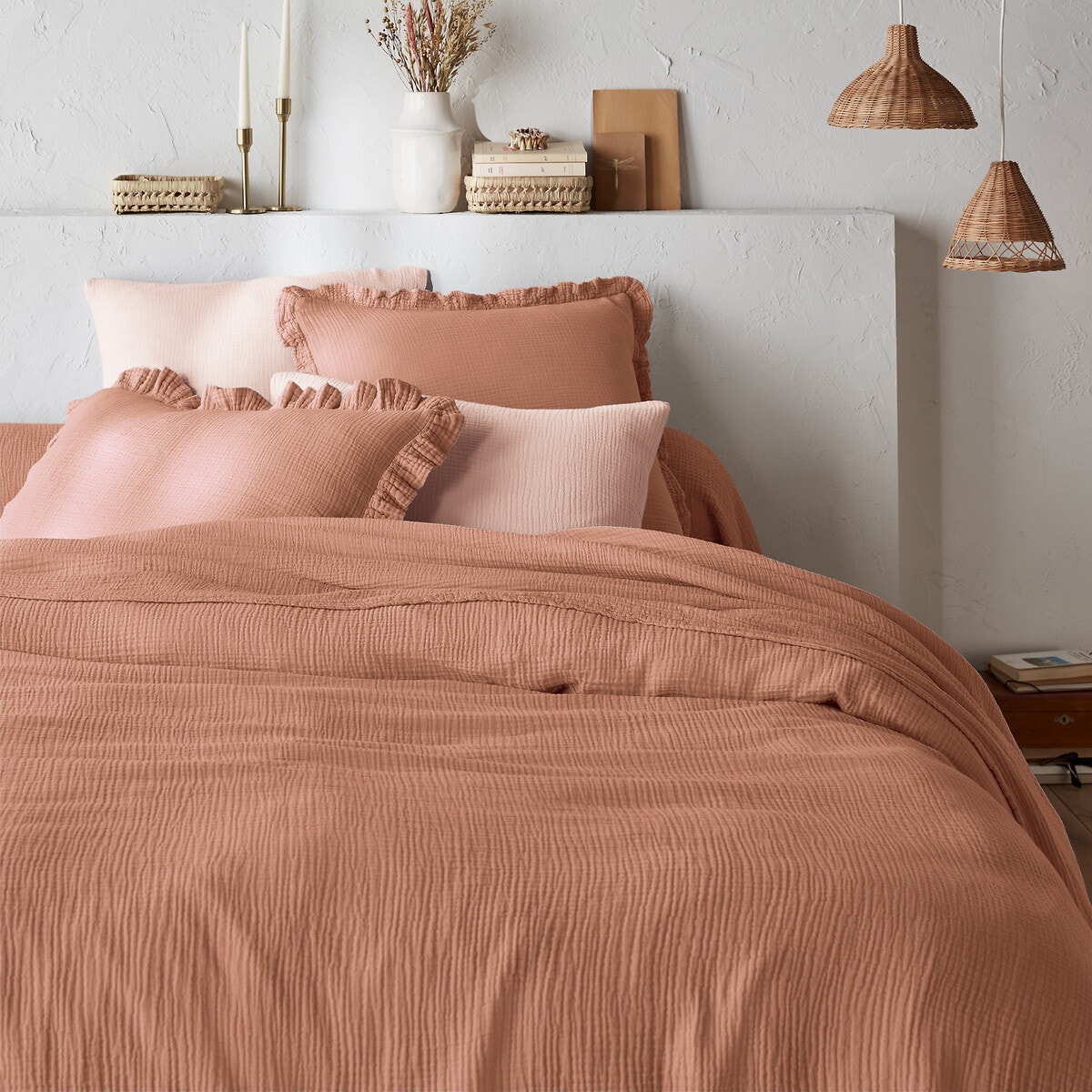 La Redoute Interieurs Μονόχρωμη παπλωματοθήκη από βαμβακερή γάζα 260x240 cm