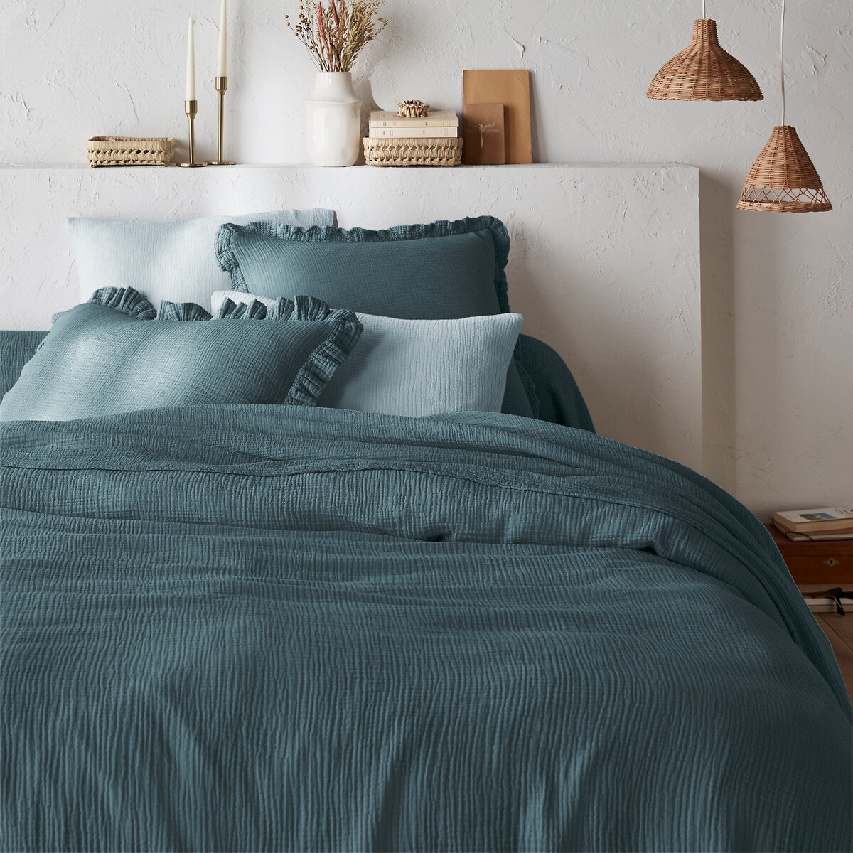 Μονόχρωμη παπλωματοθήκη από βαμβακερή γάζα 140x200 cm