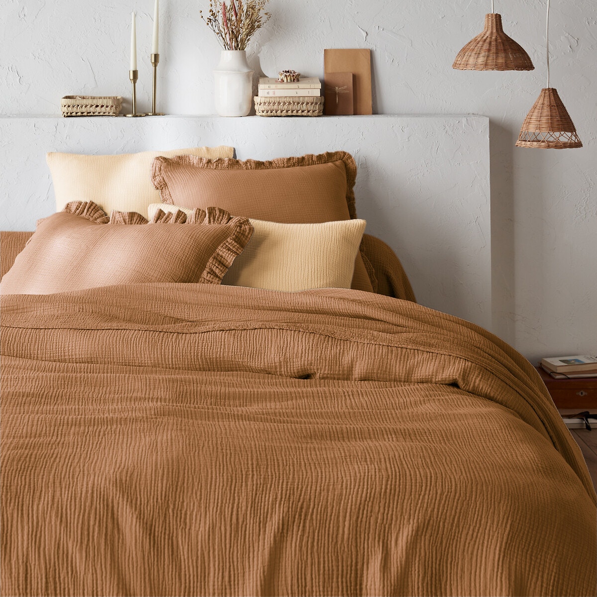 Μονόχρωμη παπλωματοθήκη από βαμβακερή γάζα 140x200 cm