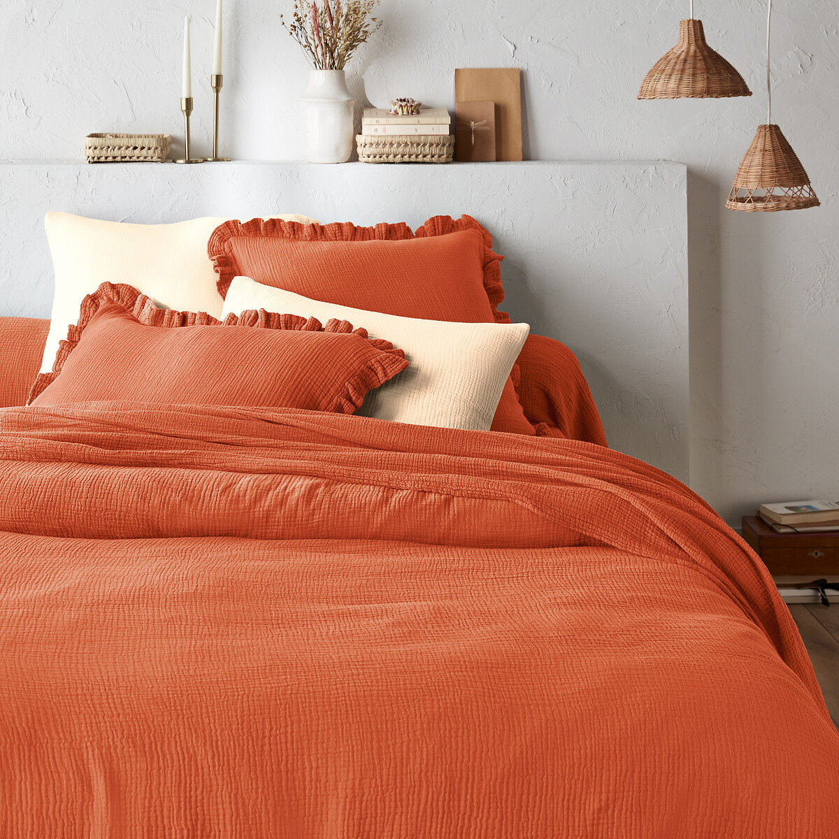 La Redoute Interieurs Μονόχρωμη παπλωματοθήκη από βαμβακερή γάζα 140x200 cm