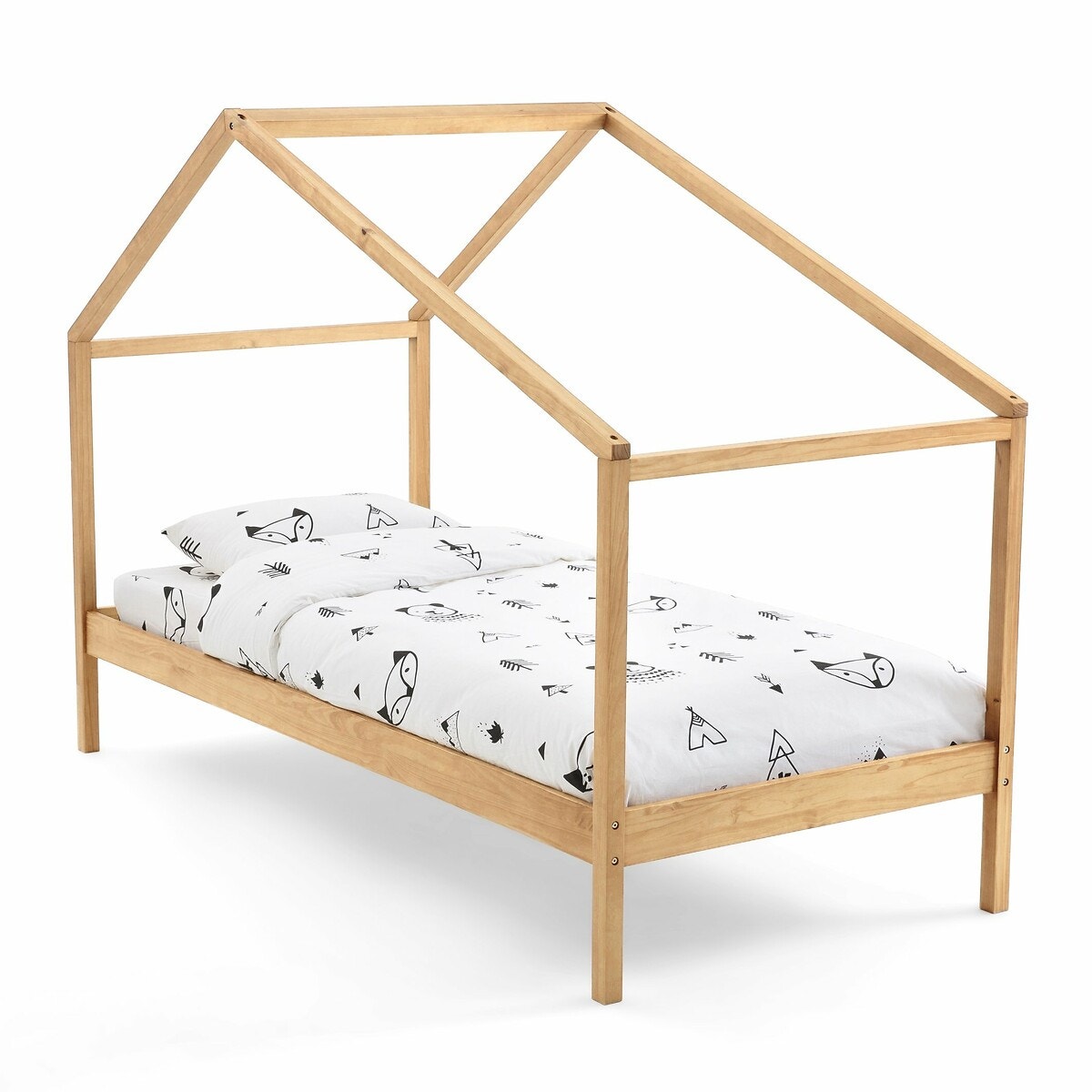 Κρεβάτι από μασίφ ξύλο πεύκου με τάβλες, Spidou