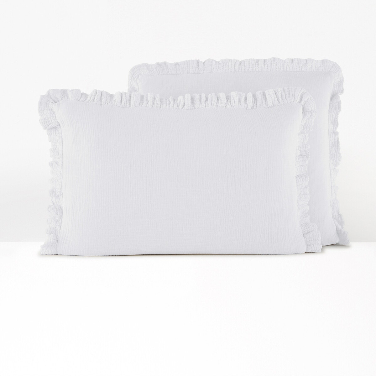 La Redoute Interieurs Μονόχρωμη μαξιλαροθήκη από βαμβακερή γάζα με βολάν 50x70 cm