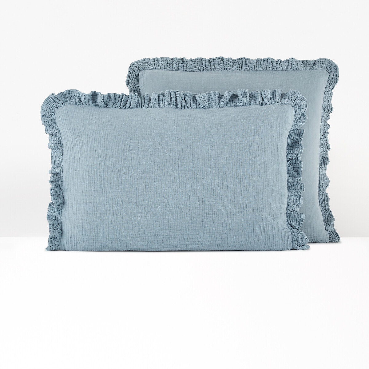 La Redoute Interieurs Μονόχρωμη μαξιλαροθήκη από βαμβακερή γάζα με βολάν 50x70 cm