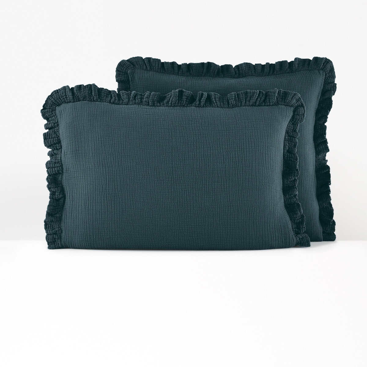 La Redoute Interieurs Μονόχρωμη μαξιλαροθήκη από βαμβακερή γάζα με βολάν 50x70 cm