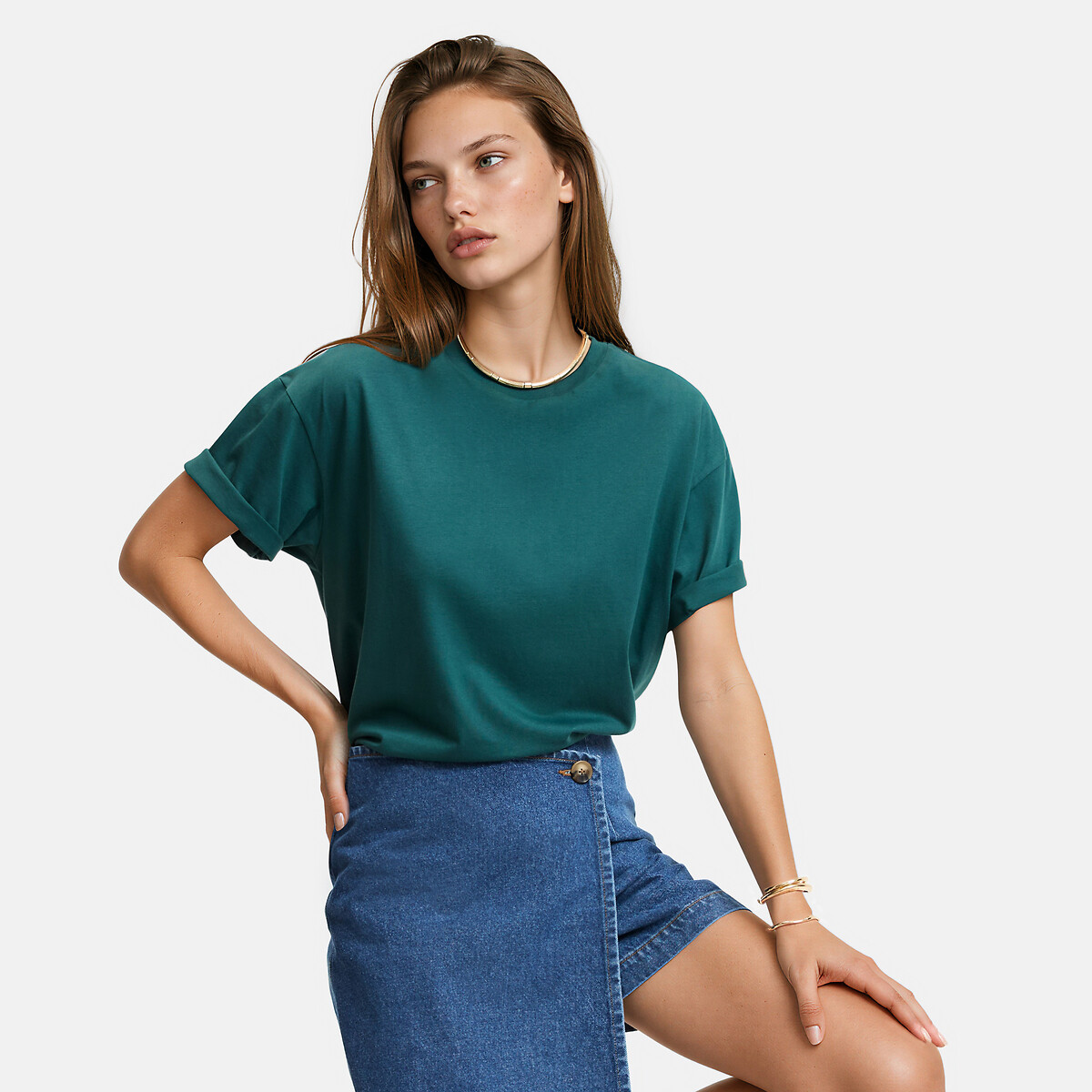 Κοντομάνικο T-shirt με στρογγυλή λαιμόκοψη