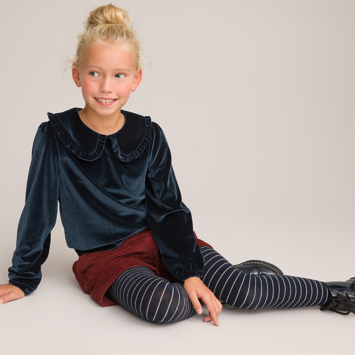 Μακρυμάνικη βελουτέ μπλούζα