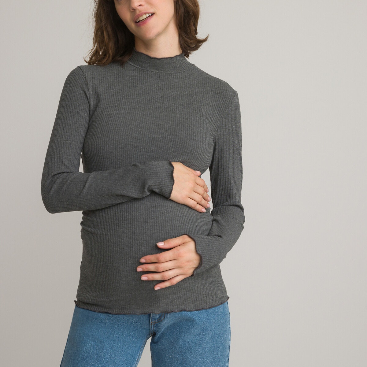 Μακρυμάνικη μπλούζα εγκυμοσύνης με όρθιο λαιμό 350270967_10575
