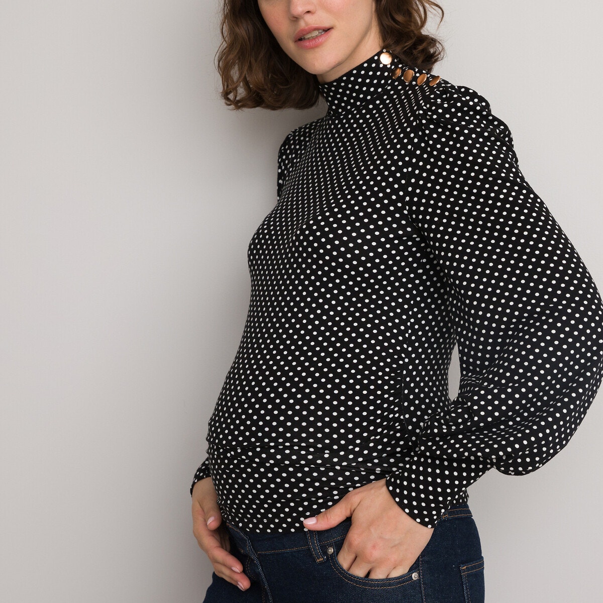 Μακρυμάνικη μπλούζα εγκυμοσύνης με όρθιο λαιμό