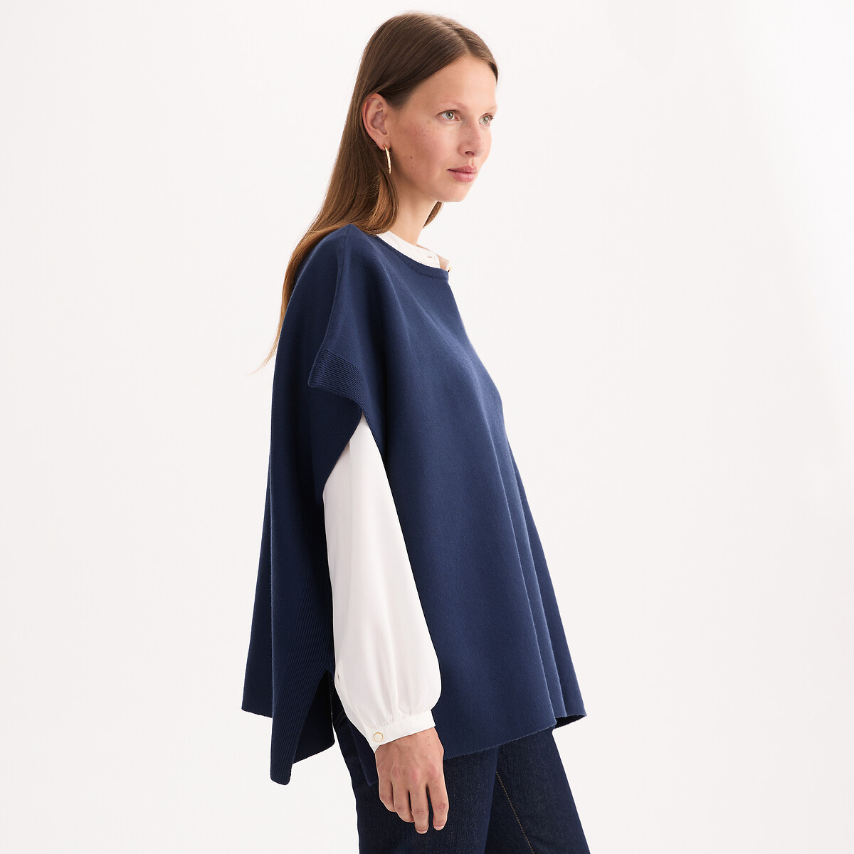 ANNE WEYBURN Λεπτό πόντσο με στρογγυλή λαιμόκοψη