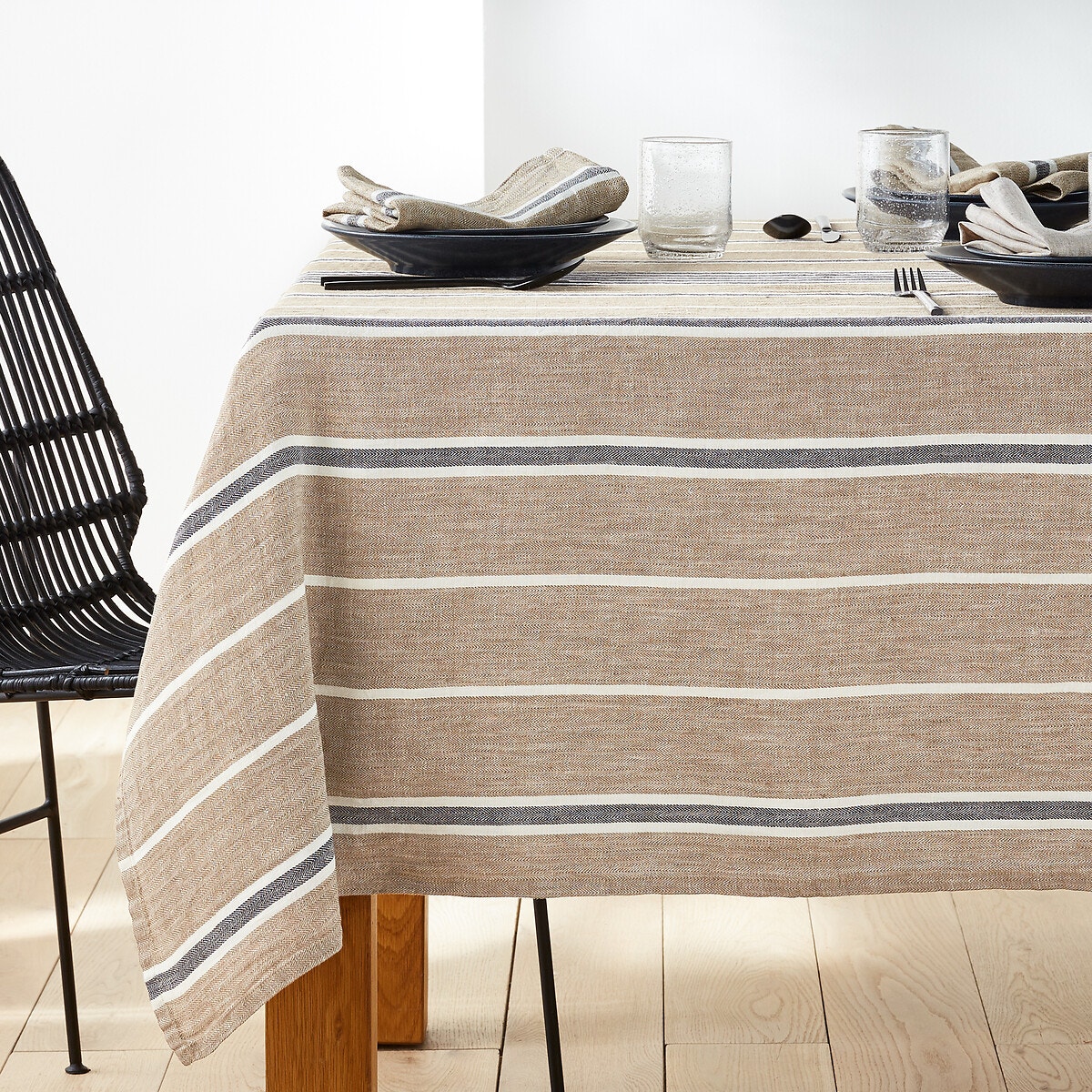 Σπίτι > Λευκά είδη > Κουζίνα > Τραπεζομάντηλα Getaria Striped 100% Linen Tablecloth 150x250 cm