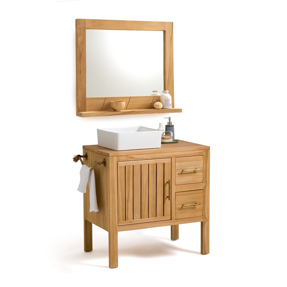 Σπίτι > Έπιπλα > Μπάνιο > Καθρέφτες μπάνιου Καθρέφτης μπάνιου από μασίφ ξύλο teak Π80 εκ. Μ12xΠ80xΥ70cm