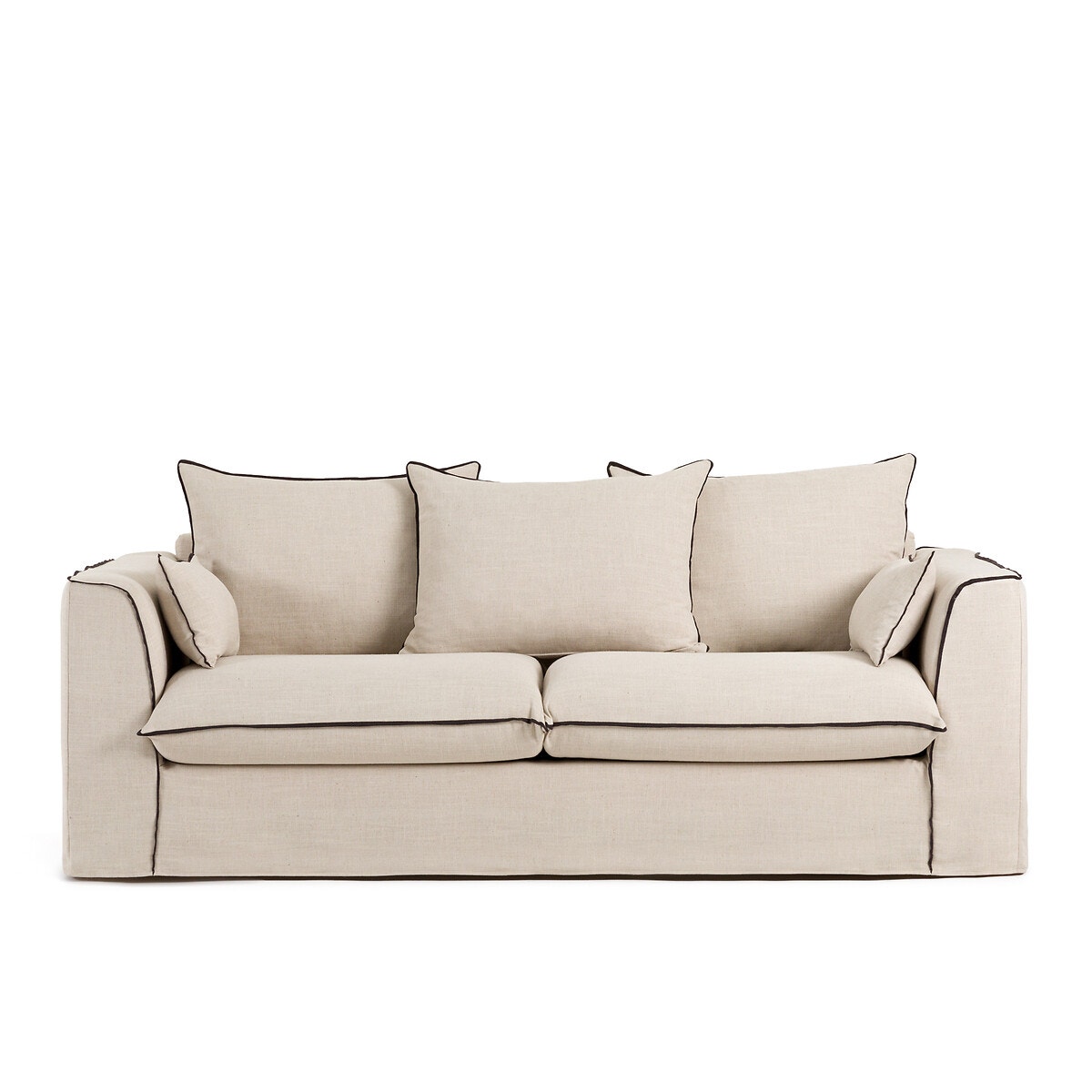 Καναπές με μελανζέ ταπετσαρία από βισκόζη Μ112xΠ195xΥ86cm