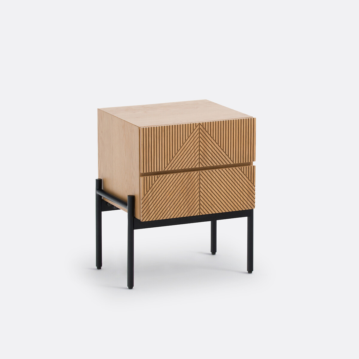 Κομοδίνο με 2 συρτάρια από ανοιχτόχρωμο ξύλο δρυ Μ37xΠ45xΥ54cm