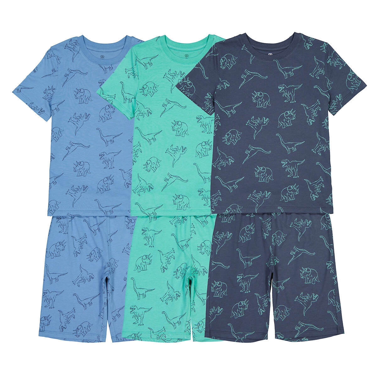 Σετ 3 πιτζάμες με σορτς και μοτίβο δεινόσαυρους