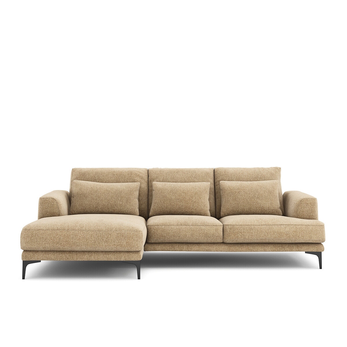 Γωνιακός καναπές με βαμβακερή ταπετσαρία Μ149xΠ258xΥ83cm