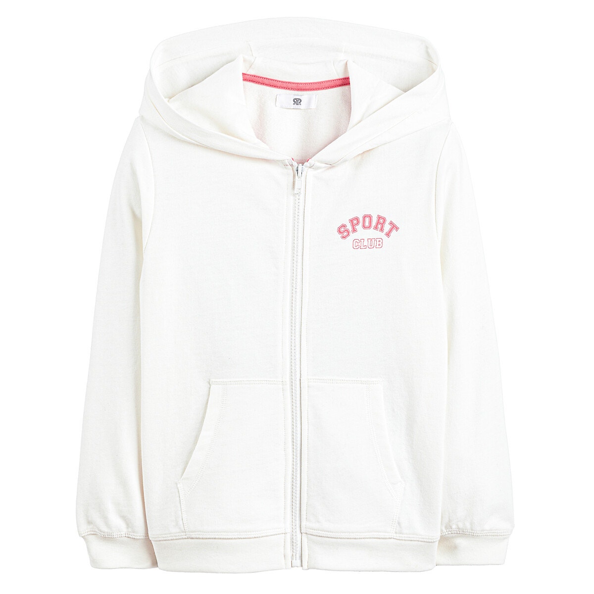 Ζακέτα με φερμουάρ και κουκούλα από φανέλα