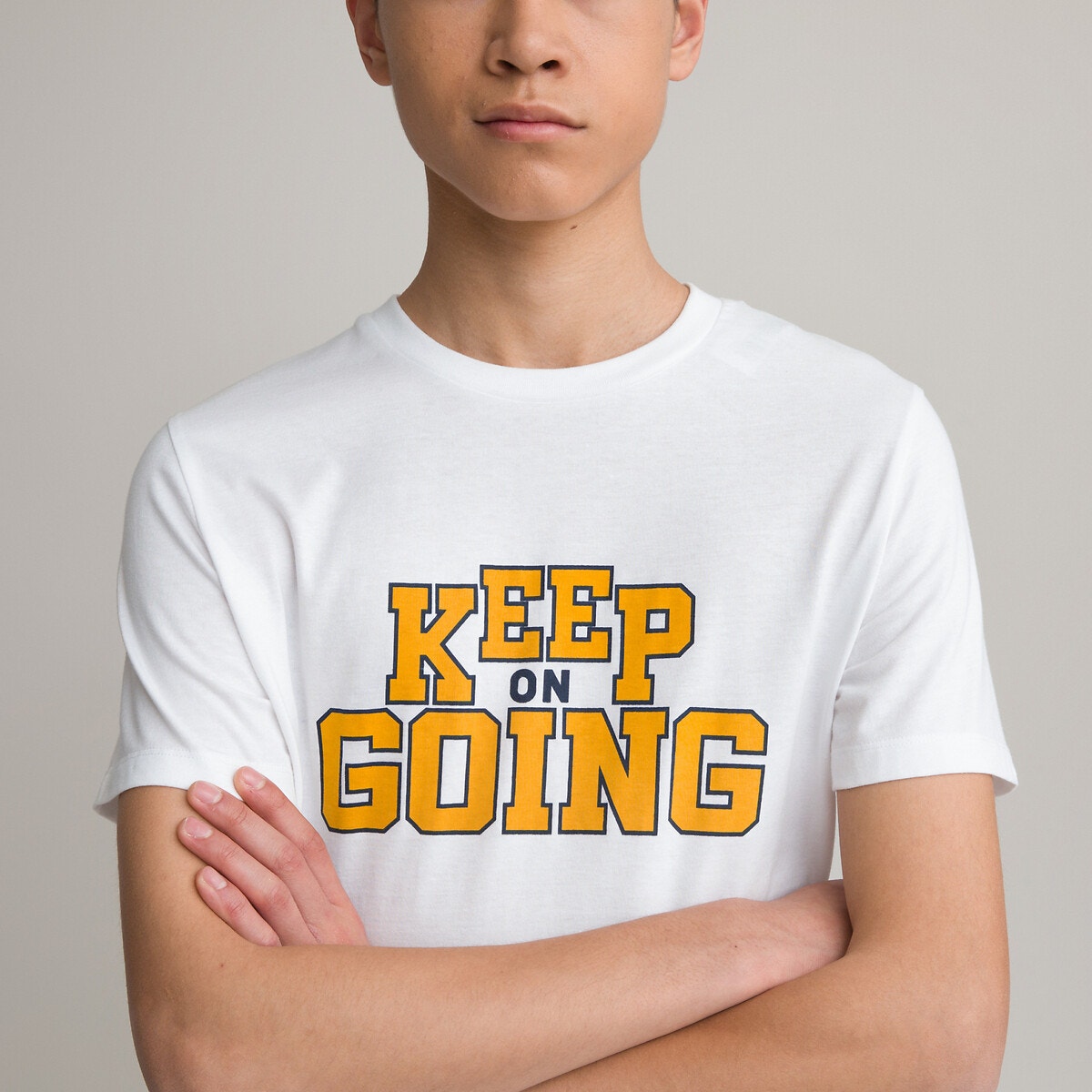 Κοντομάνικο T-shirt με τυπωμένο μήνυμα μπροστά