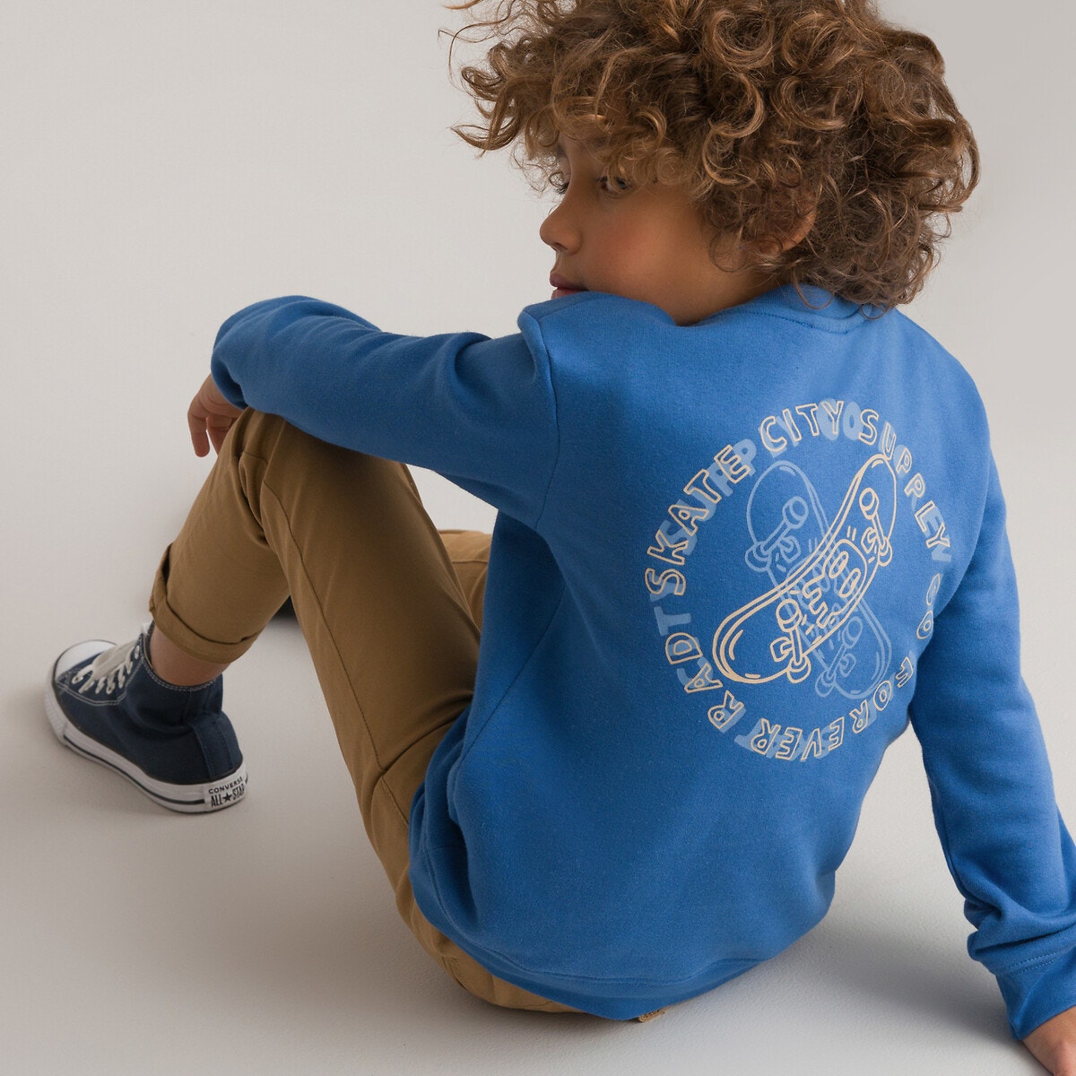 Φούτερ από φανέλα με στάμπα σκέιτ στην πλάτη