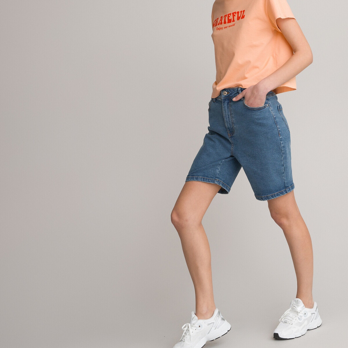 Τζιν βερμούδα mom fit