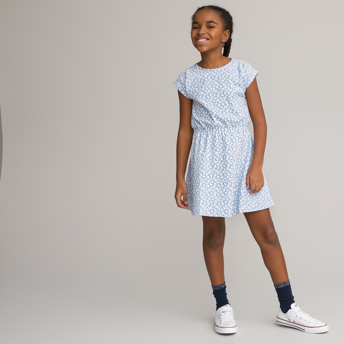 Κοντομάνικο φόρεμα με φλοράλ μοτίβο