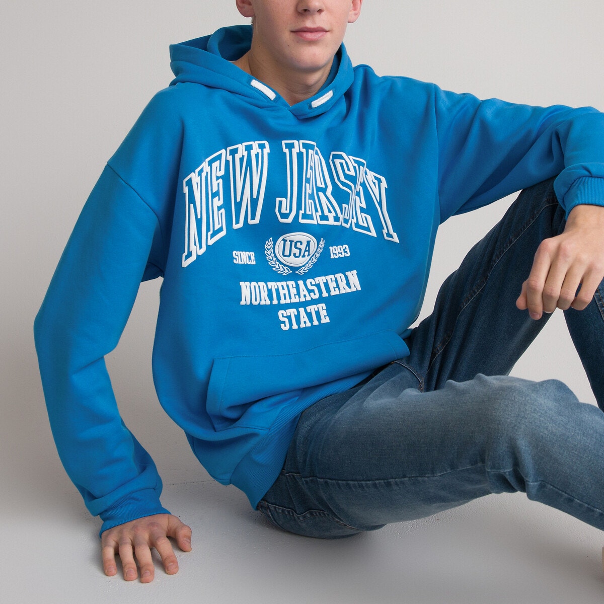 Φαρδύ φούτερ από φανέλα με κουκούλα