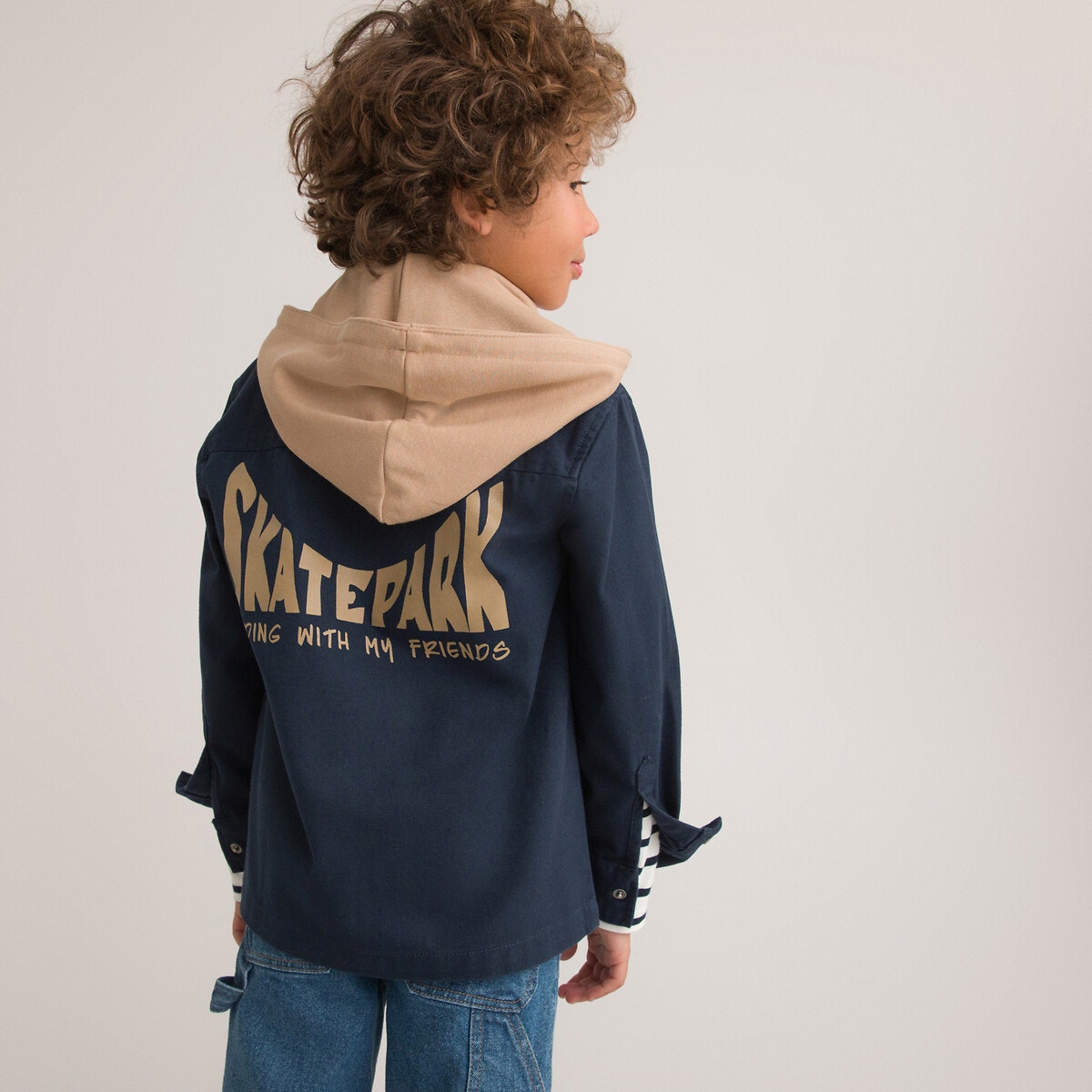 La Redoute Collections Πουκάμισο με αφαιρούμεννη κουκούλα και μοτίβο στην πλάτη