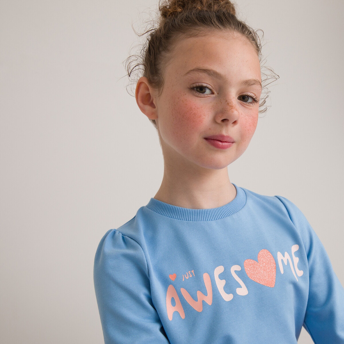 Φανελένιο φούτερ με στρογγυλή λαιμόκοψη