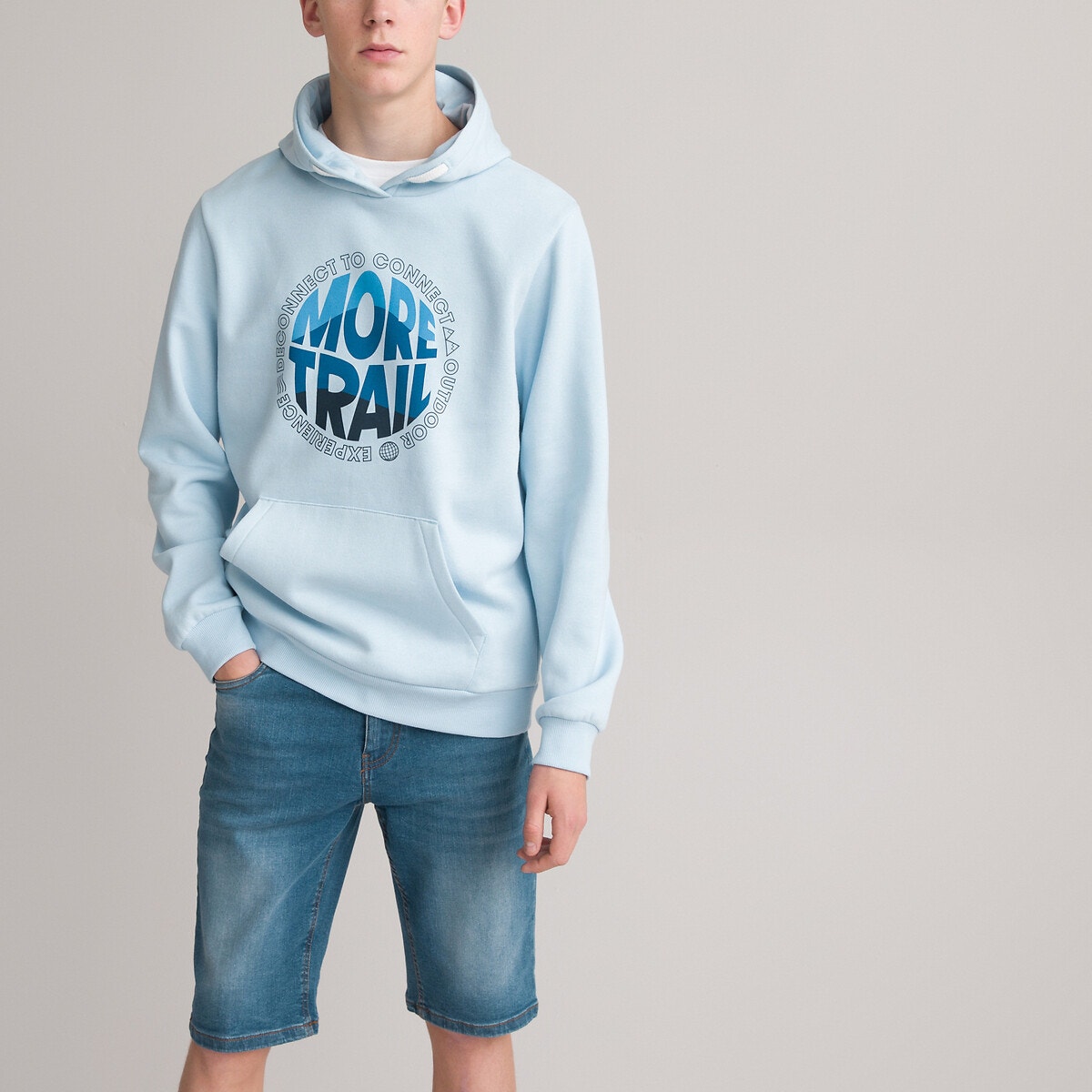 Φαρδύ φούτερ από φανέλα με κουκούλα