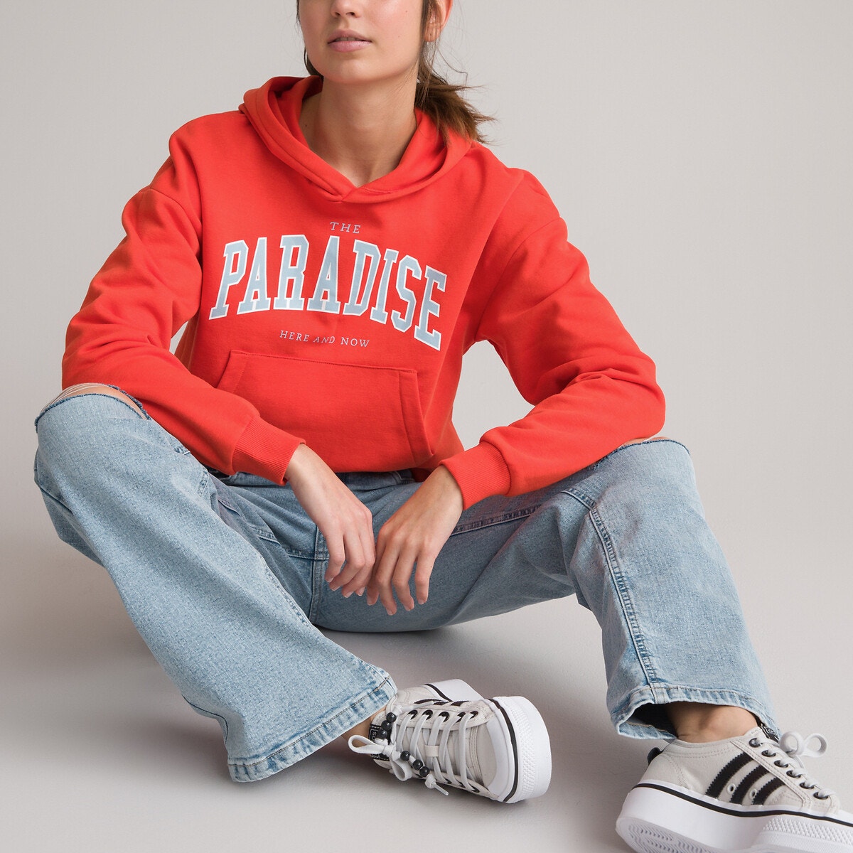 Φούτερ από φανέλα με κουκούλα