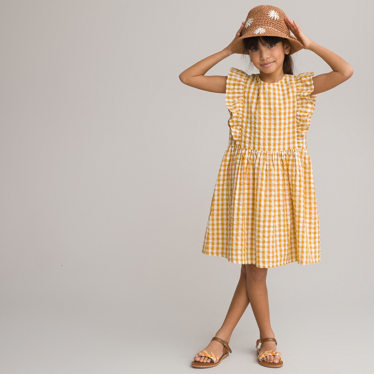 Αμάνικο φόρεμα με καρό μοτίβο