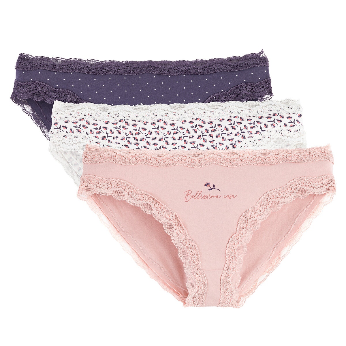 Σετ 3 εμπριμέ βαμβακερά σλιπ