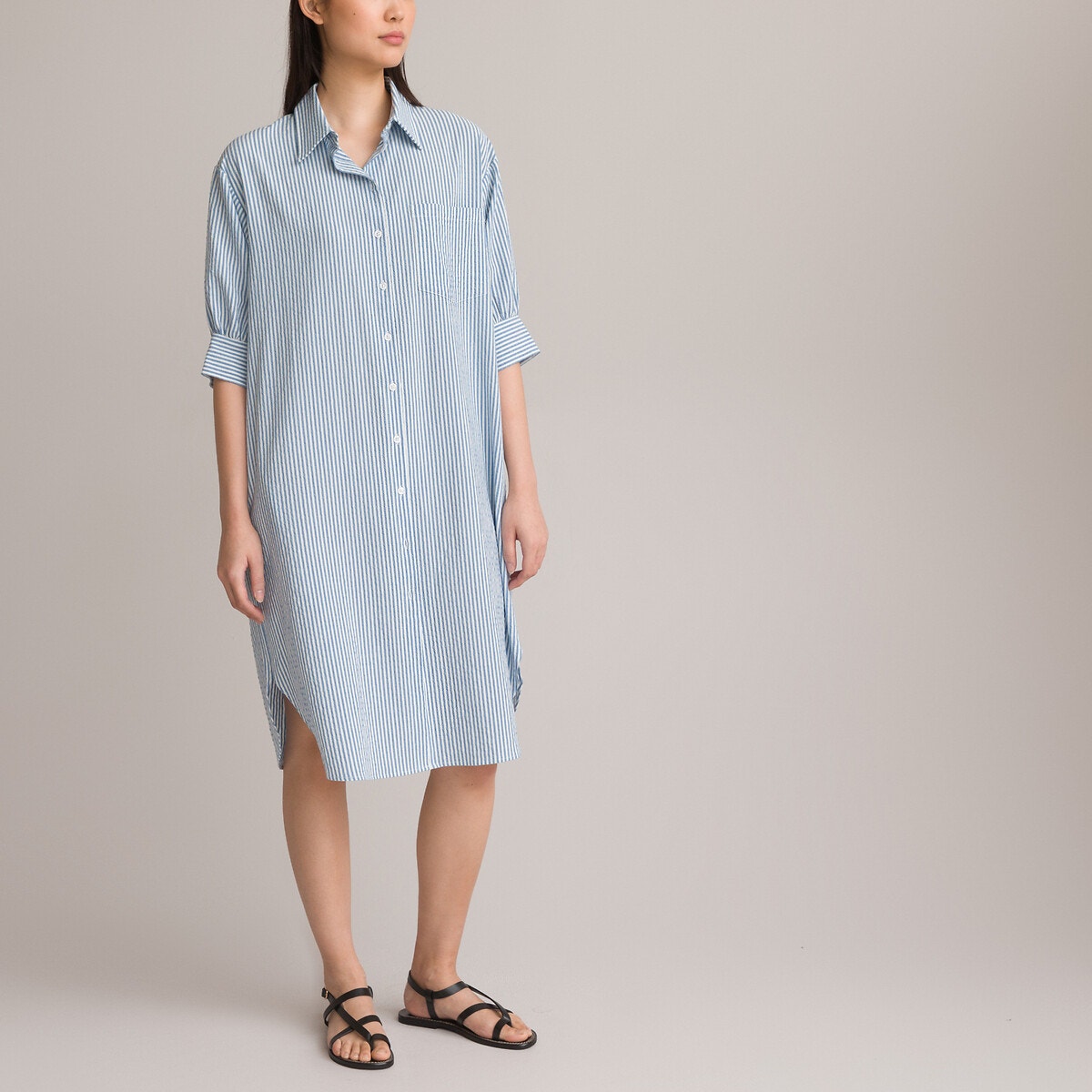 Σεμιζιέ φόρεμα με ρίγες