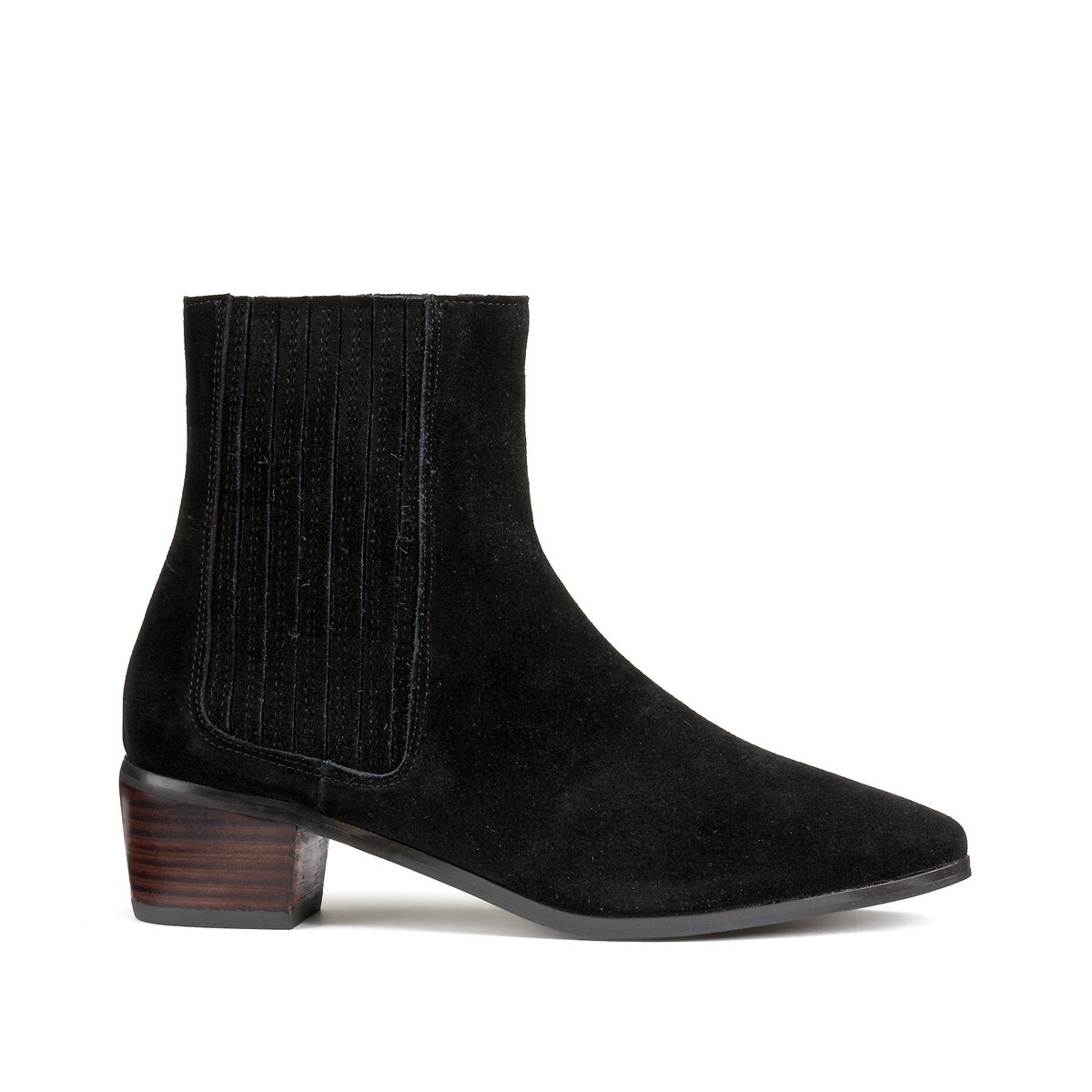 Δερμάτινα μποτάκια με φαρδύ τακούνι