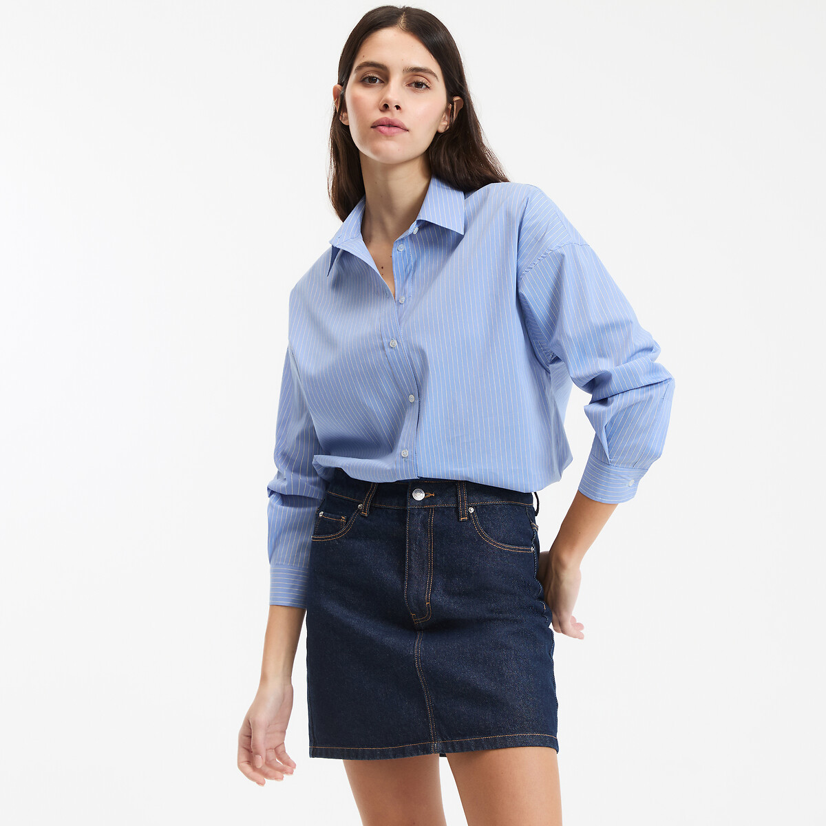 La Redoute Collections Μακρυμάνικο ριγέ πουκάμισο σε φαρδιά γραμμή