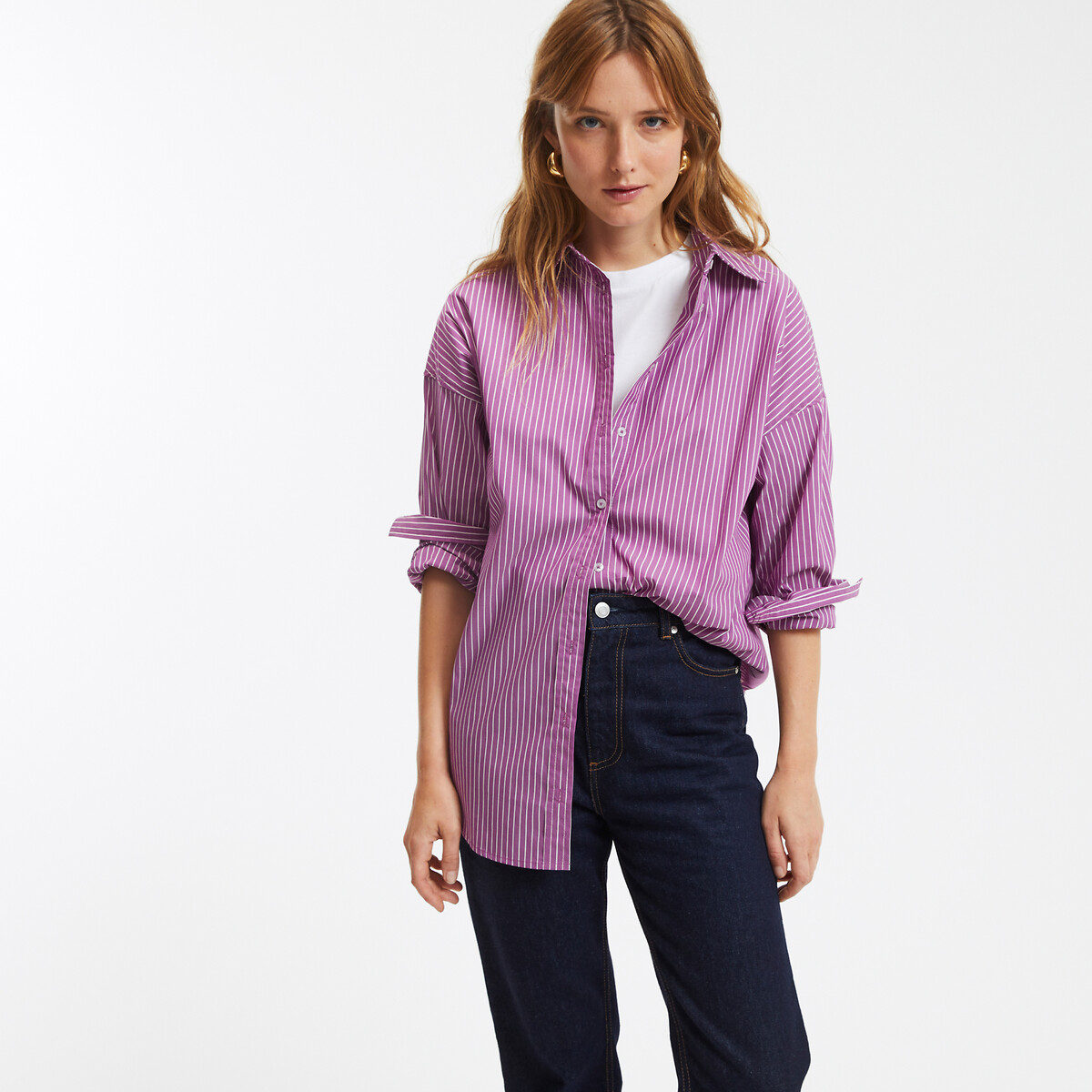 La Redoute Collections Μακρυμάνικο ριγέ πουκάμισο σε φαρδιά γραμμή