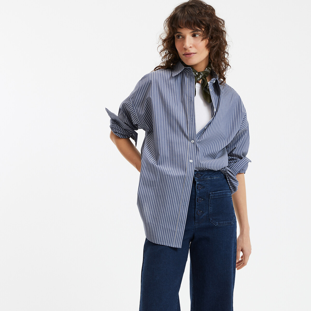La Redoute Collections Μακρυμάνικο ριγέ πουκάμισο σε φαρδιά γραμμή