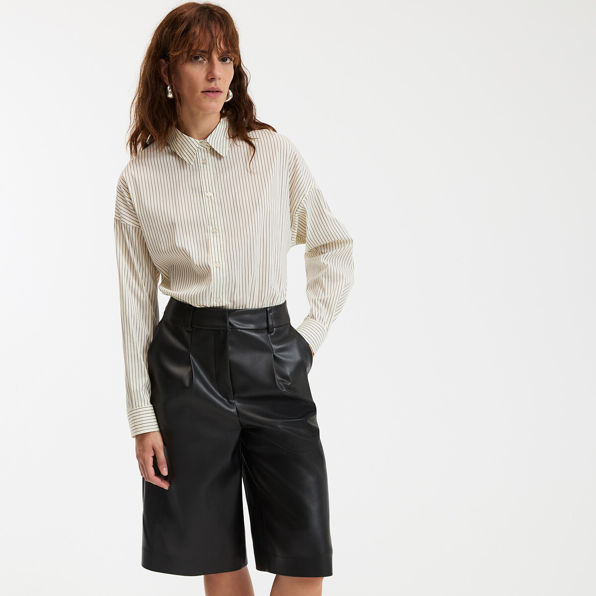 La Redoute Collections Μακρυμάνικο ριγέ πουκάμισο σε φαρδιά γραμμή