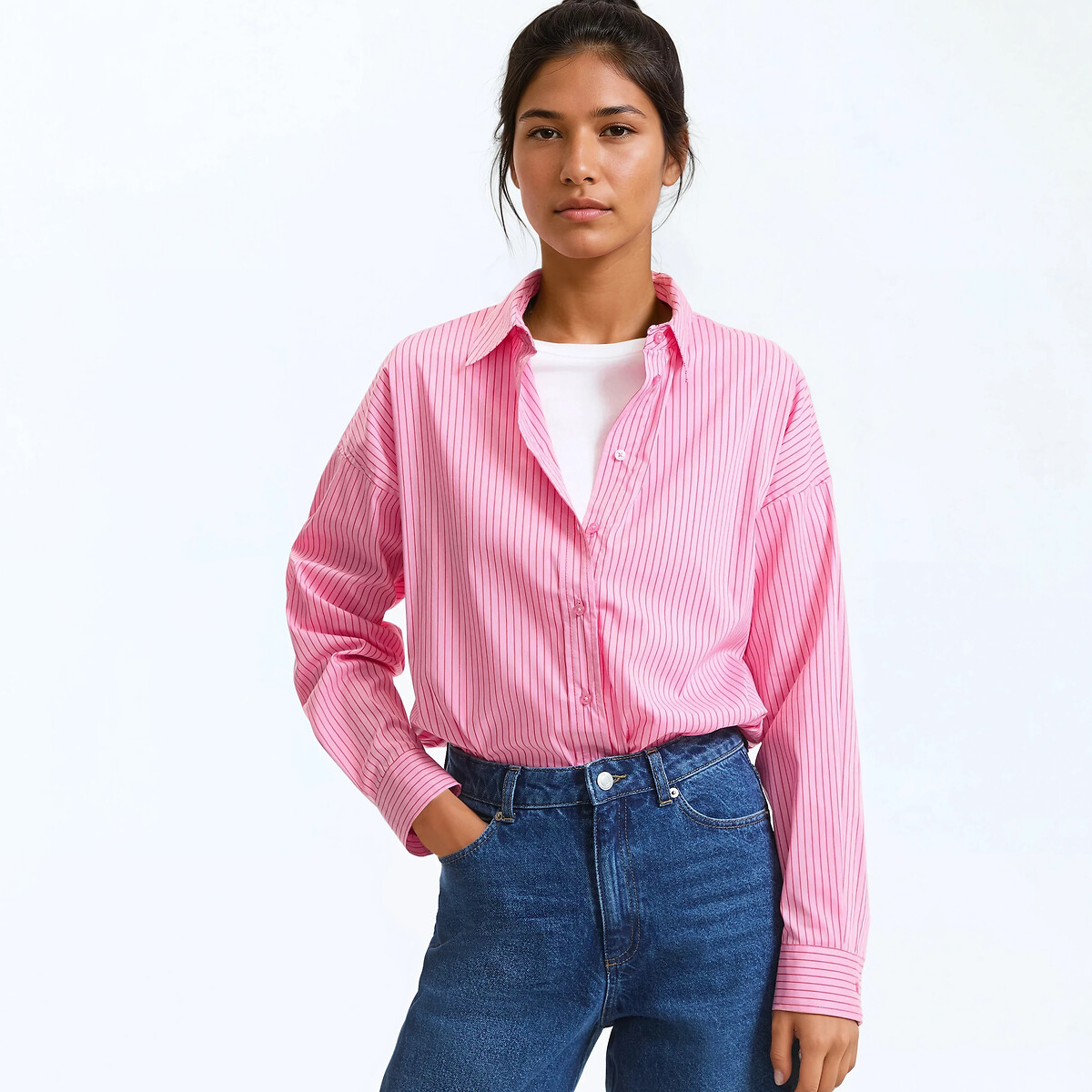 La Redoute Collections Μακρυμάνικο ριγέ πουκάμισο σε φαρδιά γραμμή