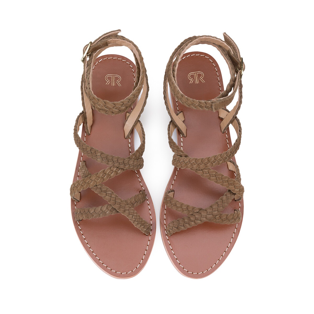 Δερμάτινα πέδιλα με σχέδιο πλεξίδα