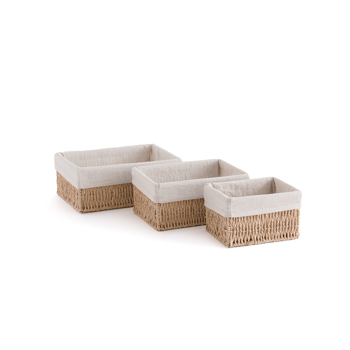 Σετ 3 καλάθια από ψάθινο κορδόνι, Papeli