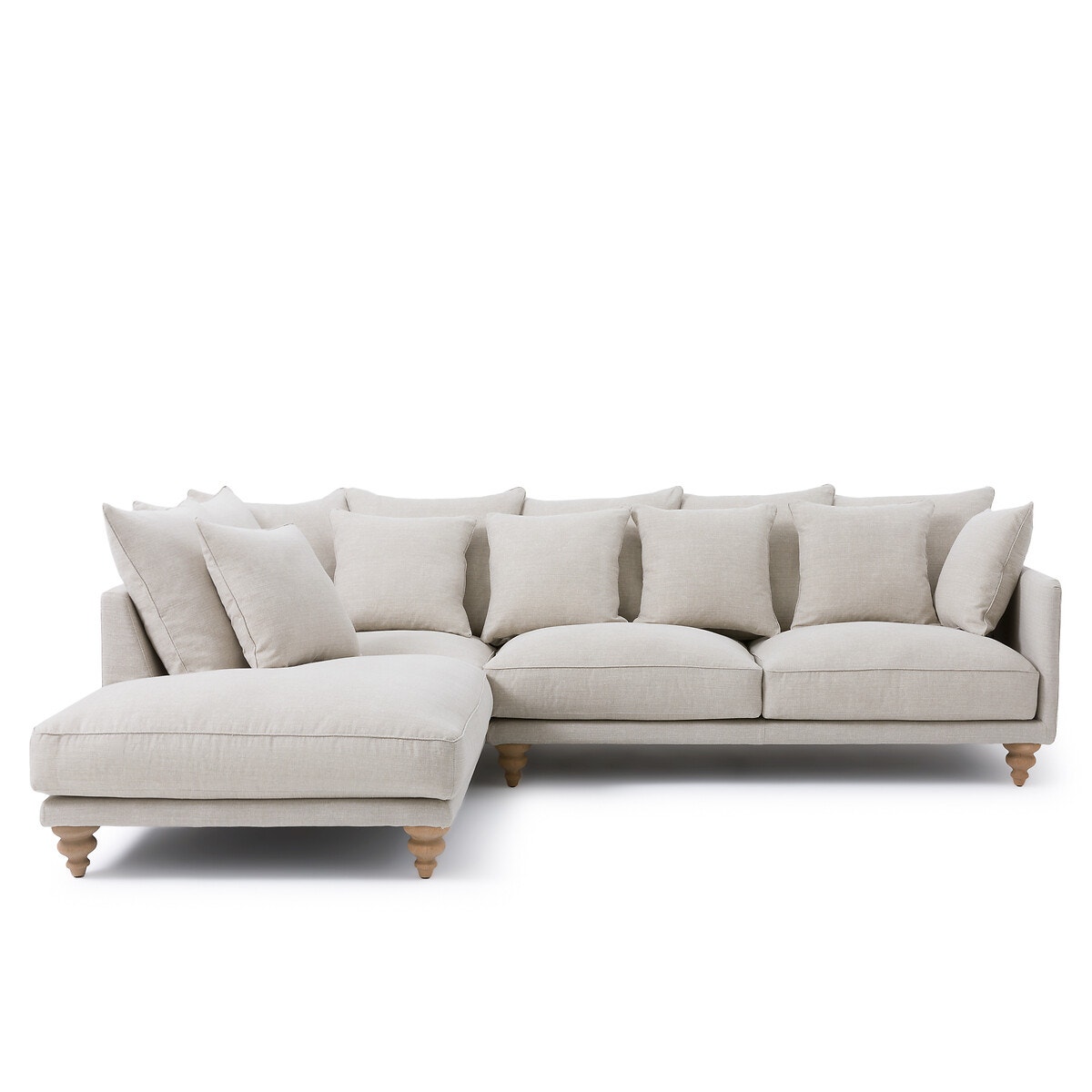 Γωνιακός καναπές από βαμβάκι και λινό Μ206xΠ279xΥ93cm